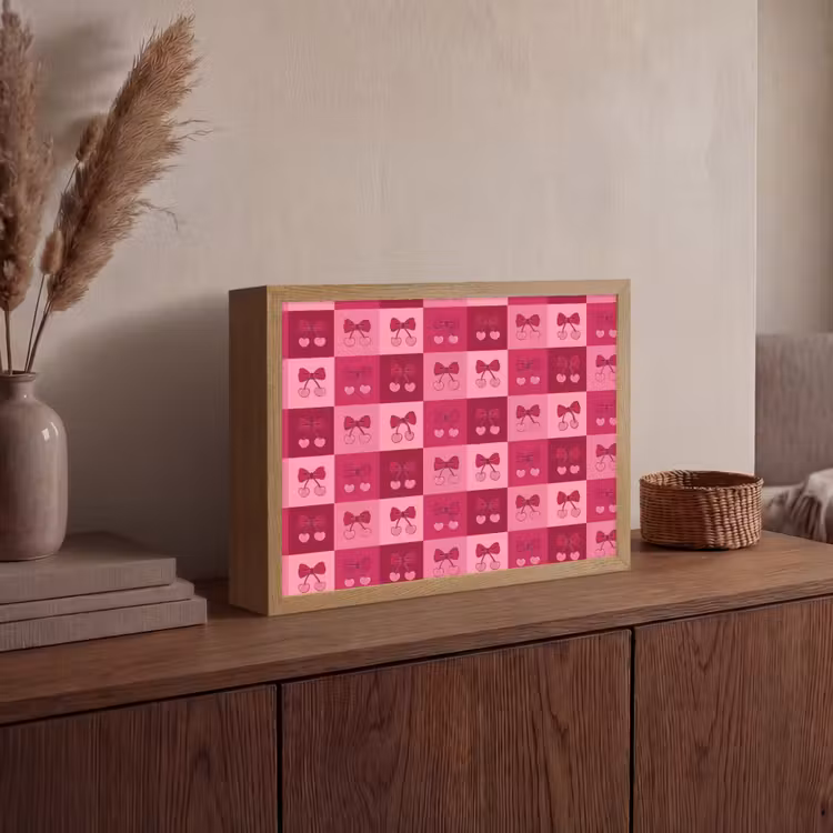 Lightbox - Wandlamp - Kersen - Strikjes - Speels - Roze - Bordeaux — 4