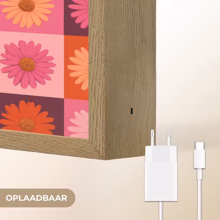 Lightbox - Wandlamp - Madeliefjes - Dambord - Retro - Roze - Oranje — 7
