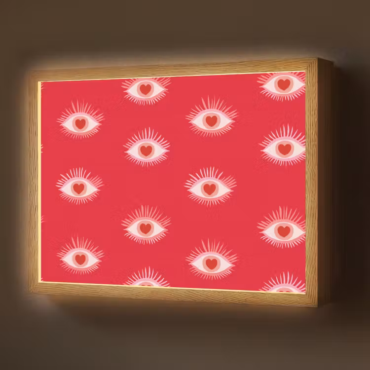 Lightbox - Wandlamp - Ogen - Hart - Abstract - Rood - Roze — 1