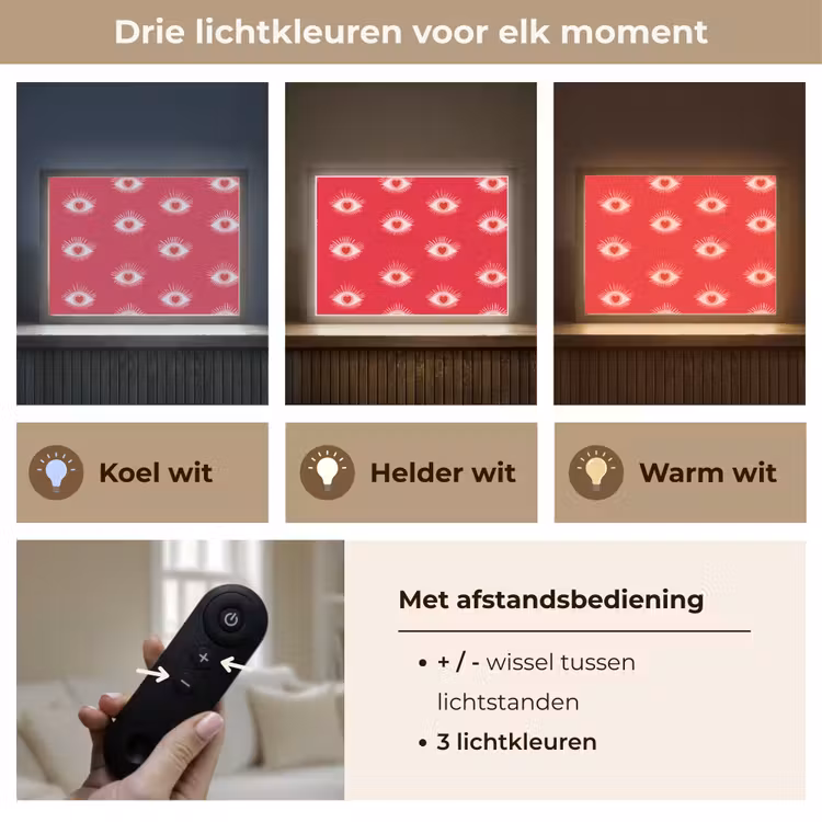 Lightbox - Wandlamp - Ogen - Hart - Abstract - Rood - Roze — 8