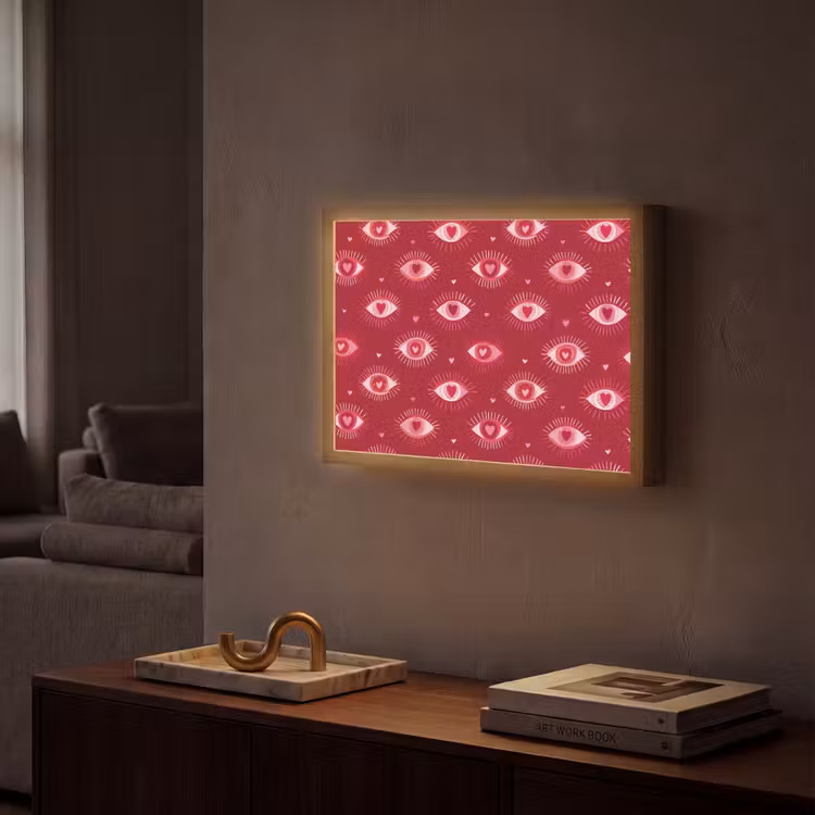 Lightbox - Wandlamp - Ogen - Patroon - Roze - Donkerrood — 2