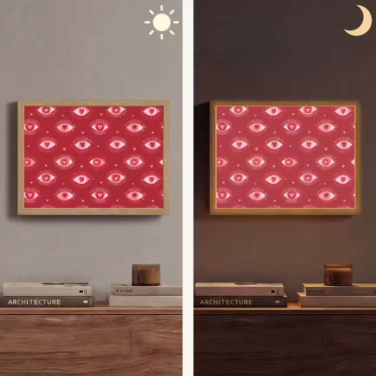 Lightbox - Wandlamp - Ogen - Patroon - Roze - Donkerrood — 6