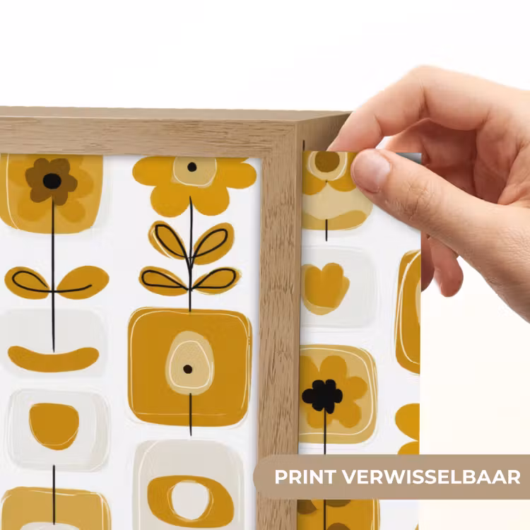 Lightbox - Wandlamp - Retro - Abstract - Bloemen - Okergeel — 5