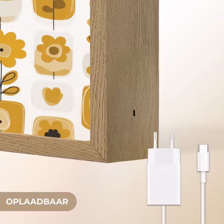 Lightbox - Wandlamp - Retro - Abstract - Bloemen - Okergeel — 7