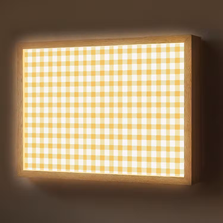 Lightbox - Wandlamp - Ruit - Gingham - Klassiek - Geel en Wit — 1