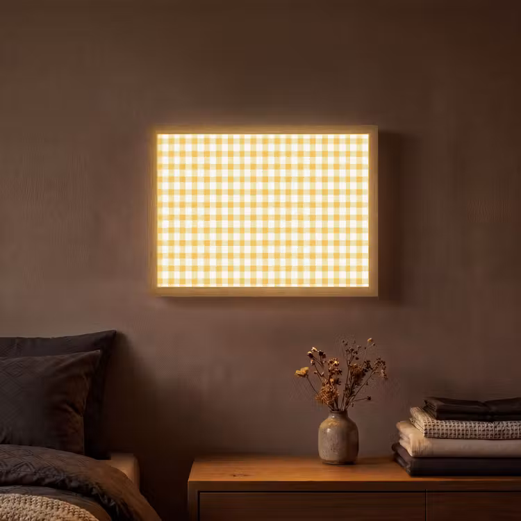 Lightbox - Wandlamp - Ruit - Gingham - Klassiek - Geel en Wit — 3
