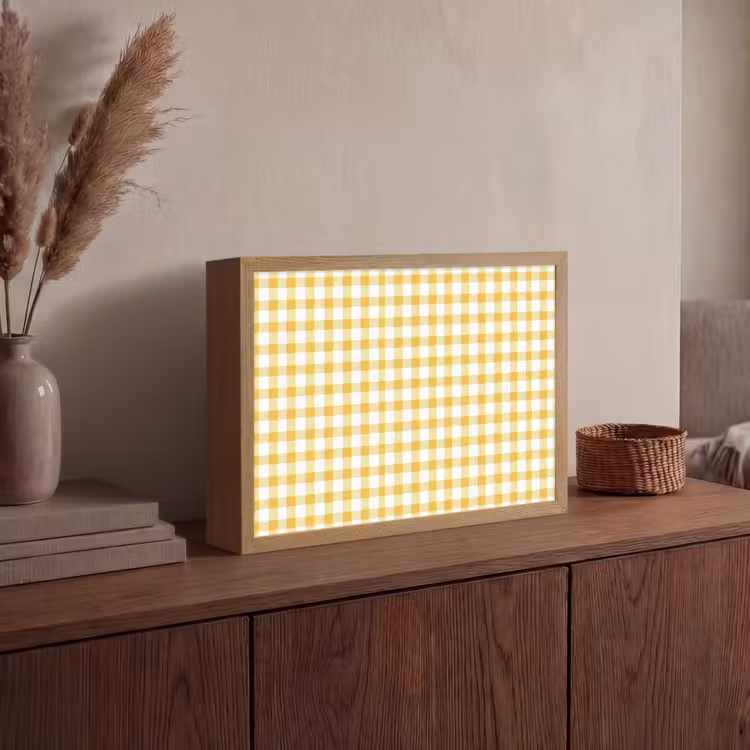 Lightbox - Wandlamp - Ruit - Gingham - Klassiek - Geel en Wit — 4