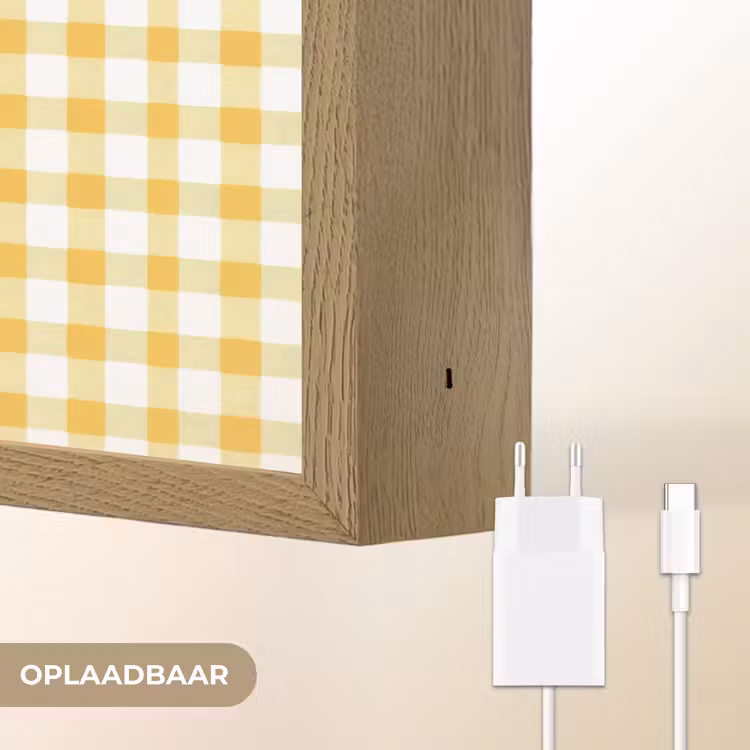 Lightbox - Wandlamp - Ruit - Gingham - Klassiek - Geel en Wit — 7