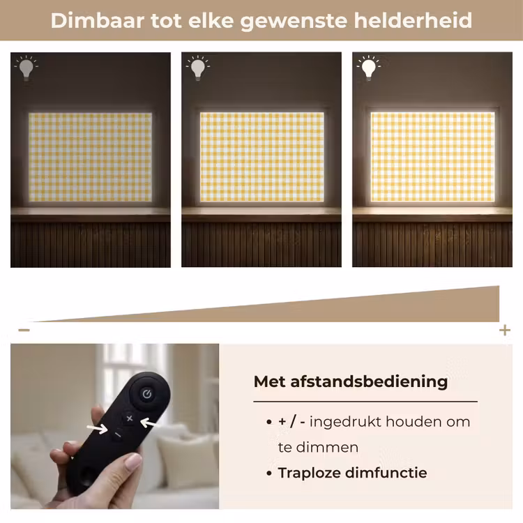 Lightbox - Wandlamp - Ruit - Gingham - Klassiek - Geel en Wit — 9