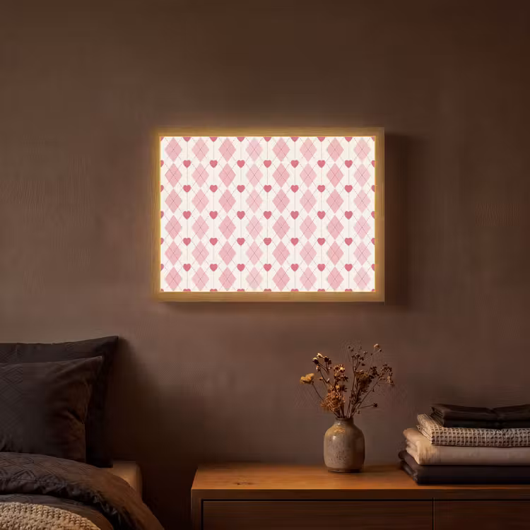 Lightbox - Wandlamp - Ruiten - Klassiek - Roze - Wit — 3