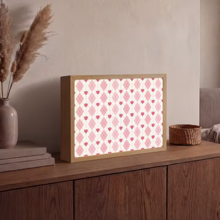 Lightbox - Wandlamp - Ruiten - Klassiek - Roze - Wit — 4