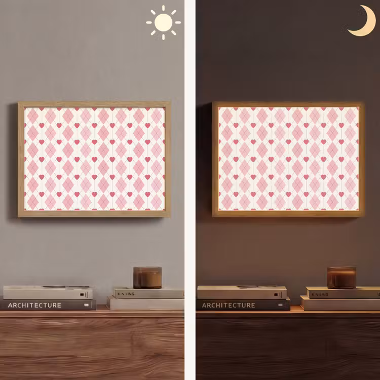 Lightbox - Wandlamp - Ruiten - Klassiek - Roze - Wit — 6
