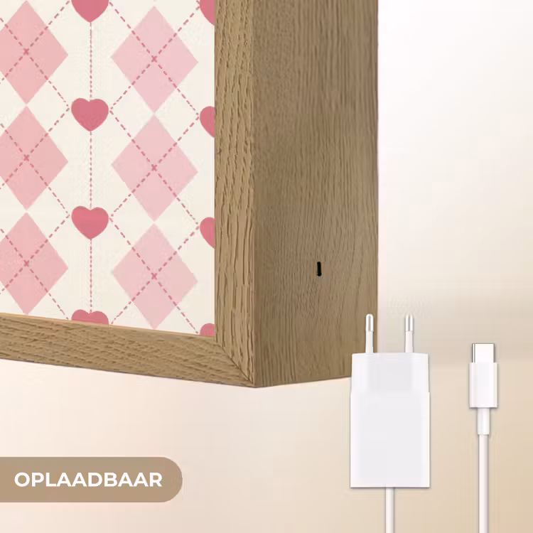 Lightbox - Wandlamp - Ruiten - Klassiek - Roze - Wit — 7