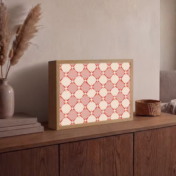 Lightbox - Wandlamp - Ruiten - Sterren - Vintage - Oudroze - Rood — 4