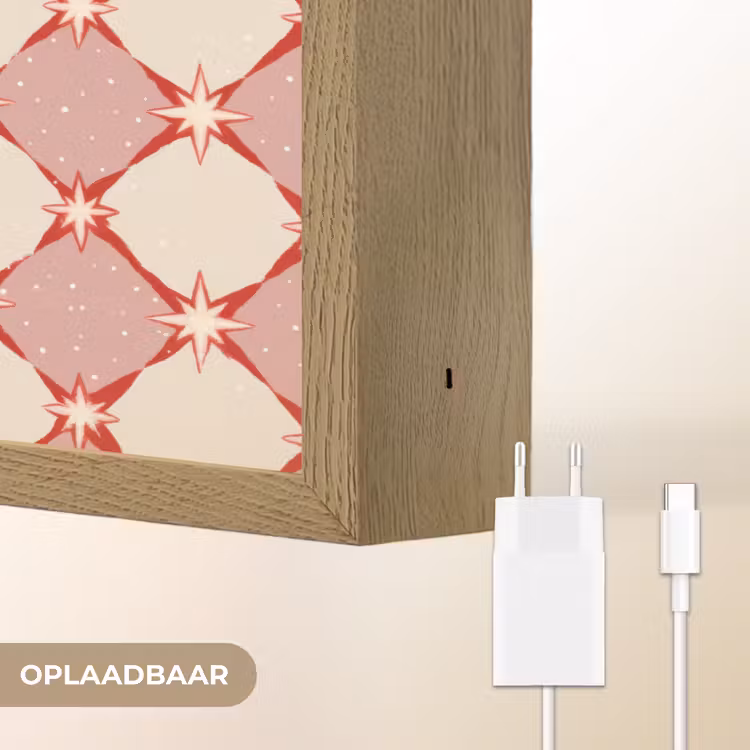 Lightbox - Wandlamp - Ruiten - Sterren - Vintage - Oudroze - Rood — 7