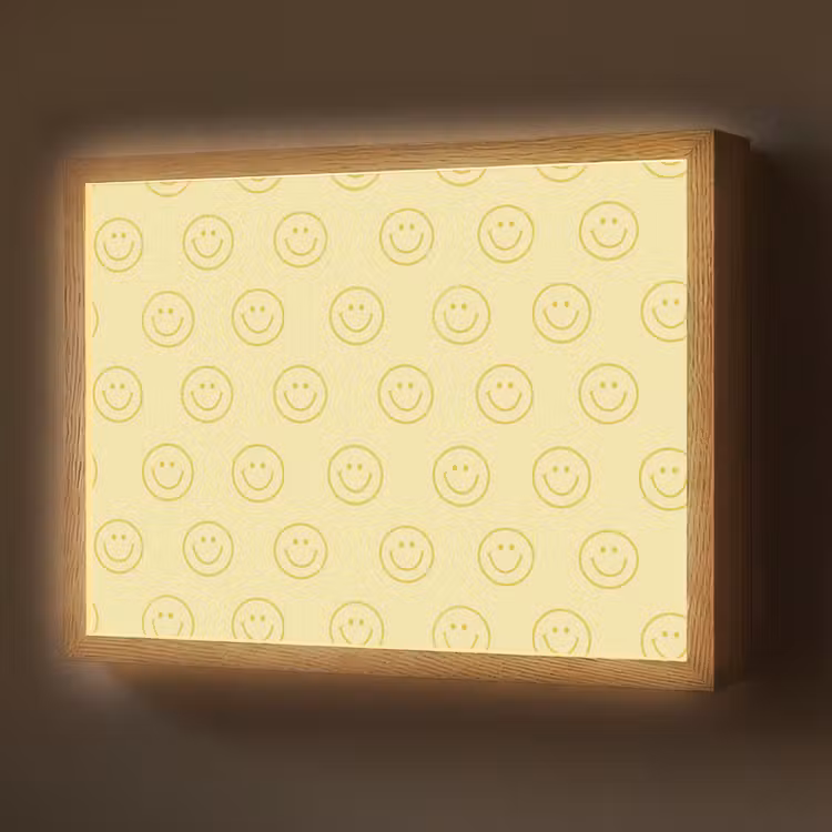Lightbox - Wandlamp - Smileys - Patroon - Retro - Zachtgeel — 1