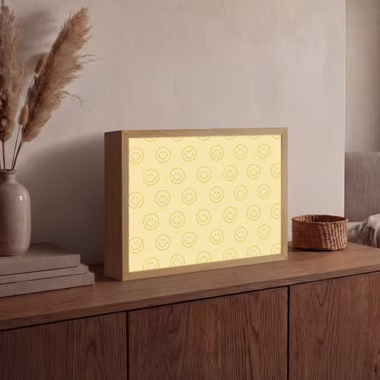 Lightbox - Wandlamp - Smileys - Patroon - Retro - Zachtgeel — 4