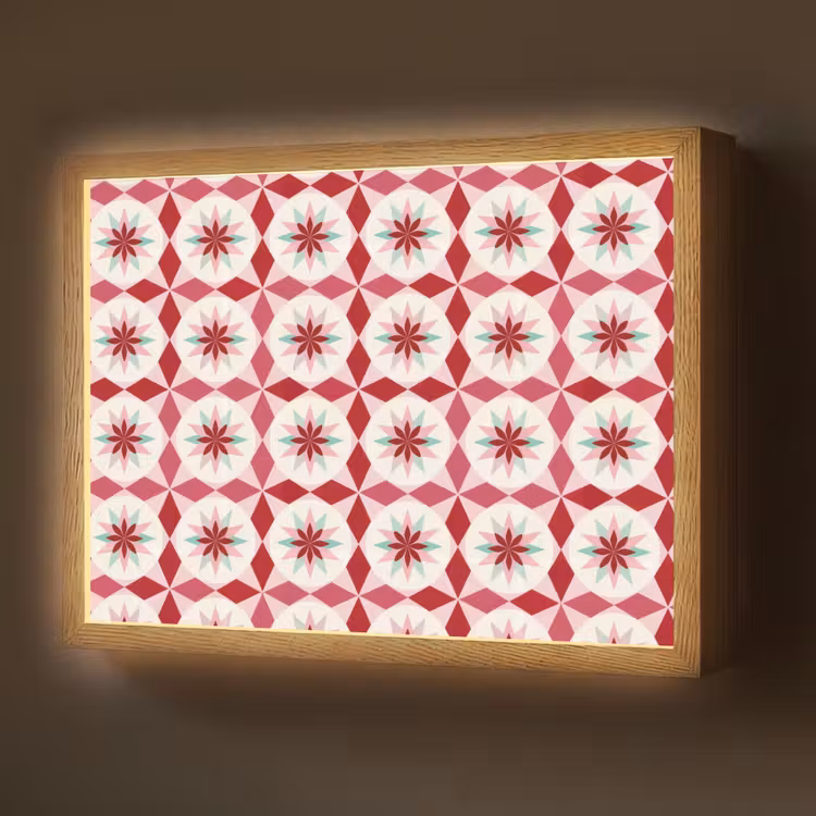 Lightbox - Wandlamp - Tegelpatroon - Sterren - Retro - Roze - Mintgroen — 1