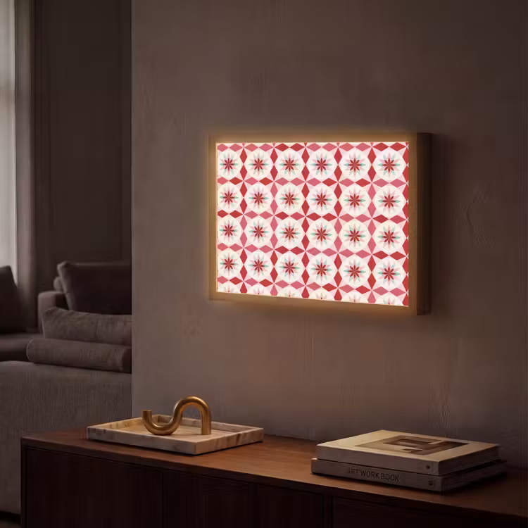 Lightbox - Wandlamp - Tegelpatroon - Sterren - Retro - Roze - Mintgroen — 2
