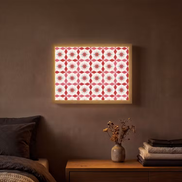 Lightbox - Wandlamp - Tegelpatroon - Sterren - Retro - Roze - Mintgroen — 3
