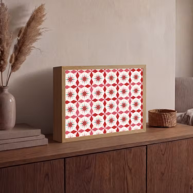 Lightbox - Wandlamp - Tegelpatroon - Sterren - Retro - Roze - Mintgroen — 4