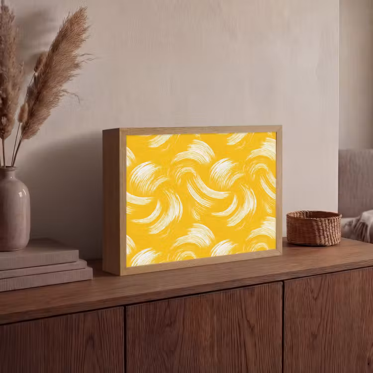 Lightbox - Wandlamp - Verfstreken - Abstract - Dynamisch - Geel — 4