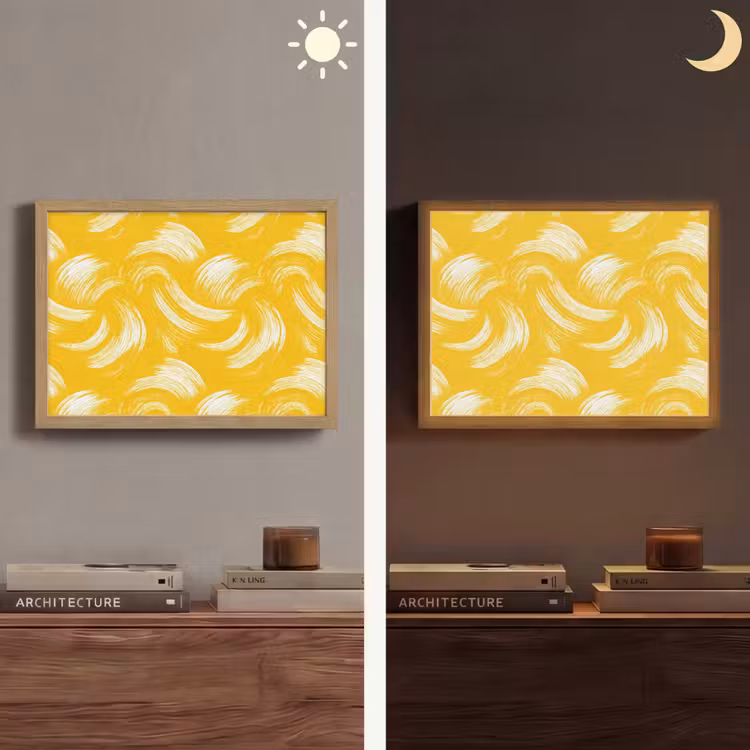 Lightbox - Wandlamp - Verfstreken - Abstract - Dynamisch - Geel — 6