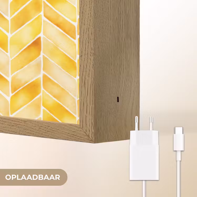 Lightbox - Wandlamp - Visgraat - Aquarel - Patronen - Goudgeel — 7