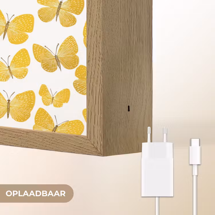 Lightbox - Wandlamp - Vlinders - Botanisch - Illustratie - Geel - Wit — 7