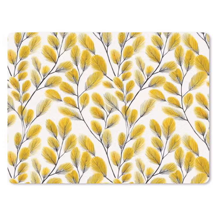 Muismat - Bladeren - Botanisch - Elegant - Geel - Zwart — 1