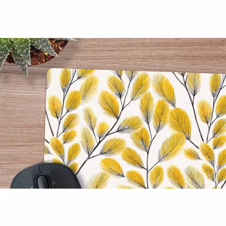Muismat - Bladeren - Botanisch - Elegant - Geel - Zwart — 4