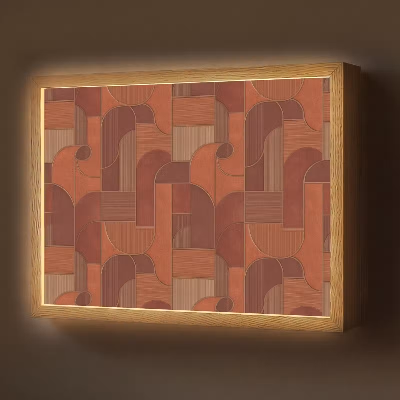 Lightbox - Wandlamp - Geometrisch - Abstract - Textuur - Bruin — 1