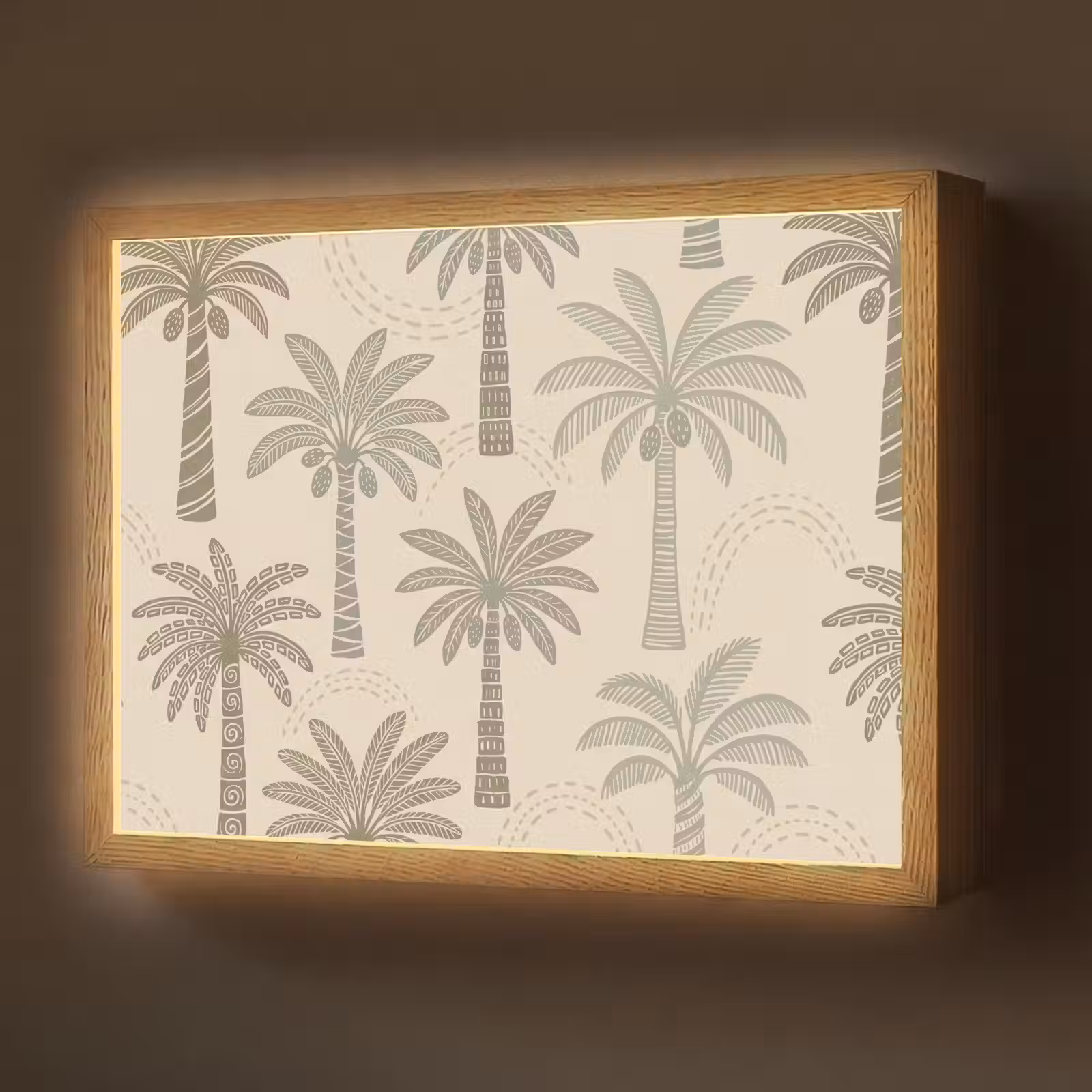 Lightbox - Wandlamp - Palmbomen - Patroon - Tropisch - Beige — 1