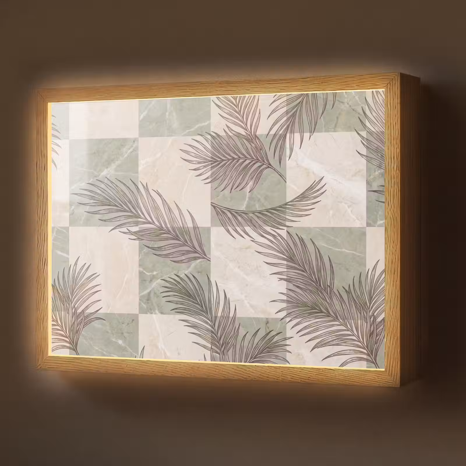 Lightbox - Wandlamp - Planten - Bladeren - Marmer - Modern - Groen — 1