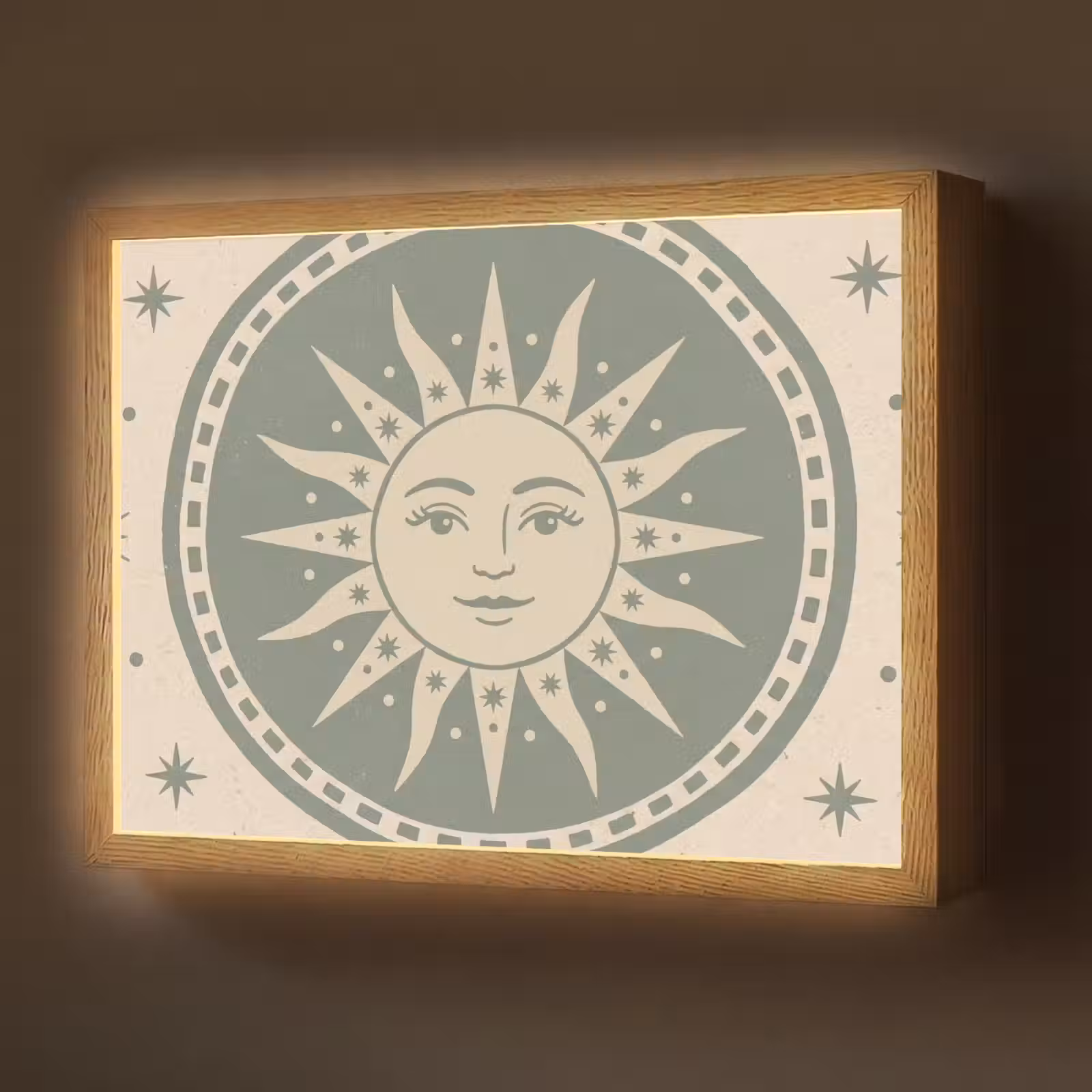 Lightbox - Wandlamp - Zon - Sterren - Astrologie - Vintage - Groen — 1