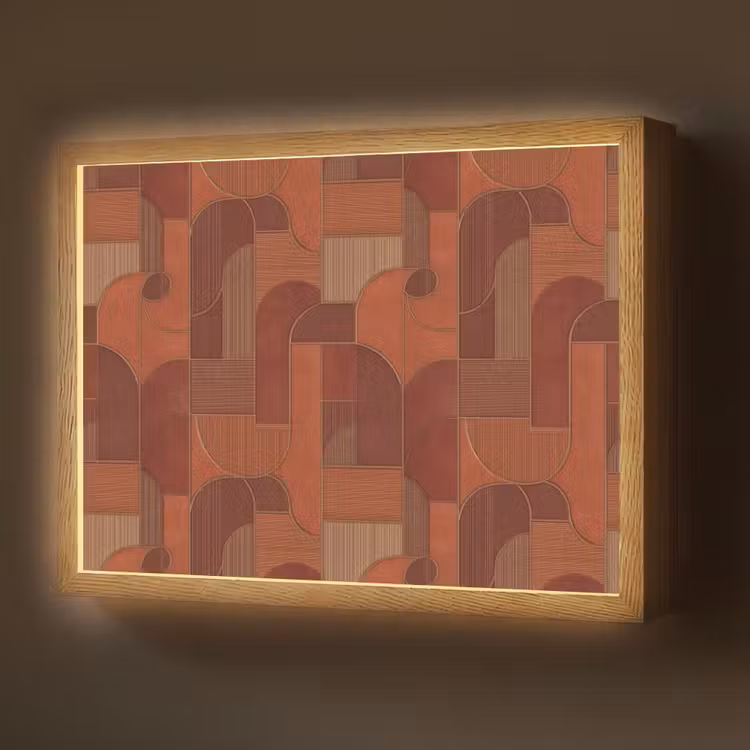 Lightbox - Wandlamp - Geometrisch - Abstract - Textuur - Bruin — 1