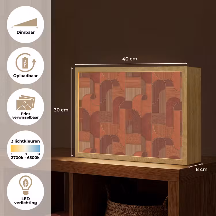 Lightbox - Wandlamp - Geometrisch - Abstract - Textuur - Bruin — 10