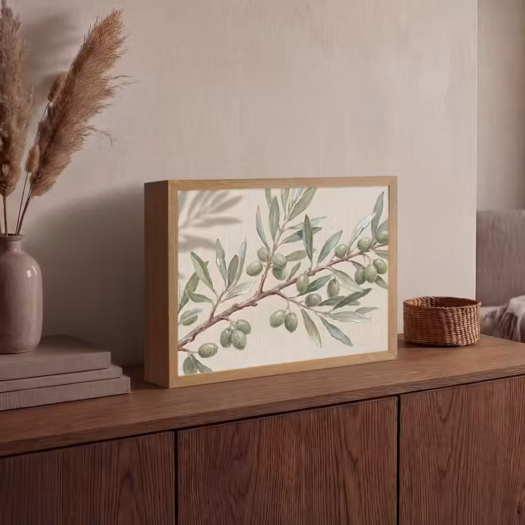 Lightbox - Wandlamp - Olijftak - Bladeren - Natuur - Groen - Beige — 4