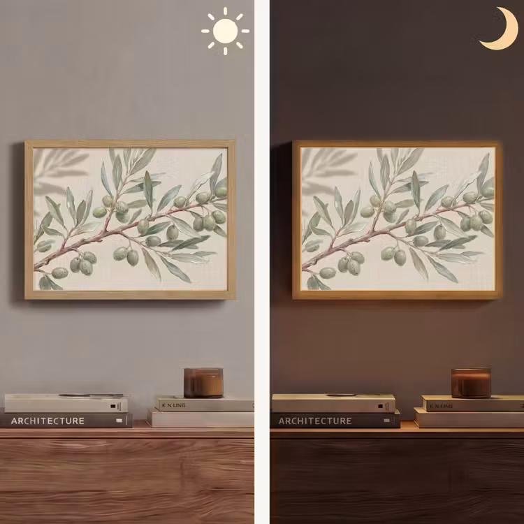 Lightbox - Wandlamp - Olijftak - Bladeren - Natuur - Groen - Beige — 6