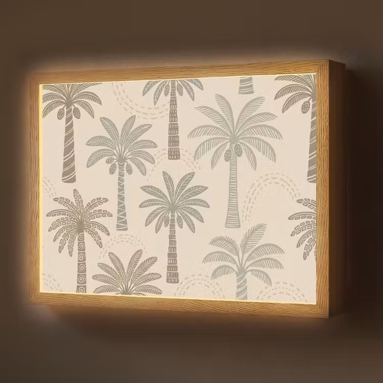Lightbox - Wandlamp - Palmbomen - Patroon - Tropisch - Beige — 1