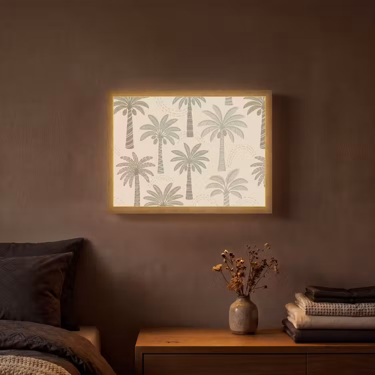 Lightbox - Wandlamp - Palmbomen - Patroon - Tropisch - Beige — 3