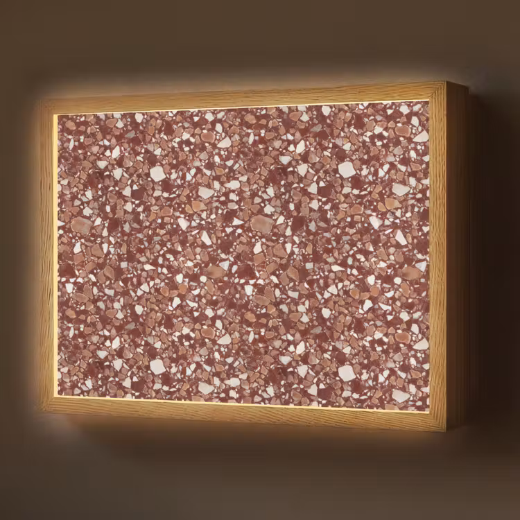 Lightbox - Wandlamp - Terrazzo - Patroon - Steentextuur - Roodbruin — 1