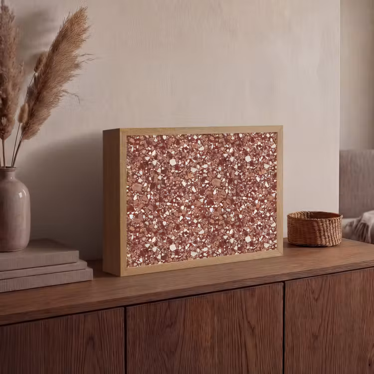 Lightbox - Wandlamp - Terrazzo - Patroon - Steentextuur - Roodbruin — 4