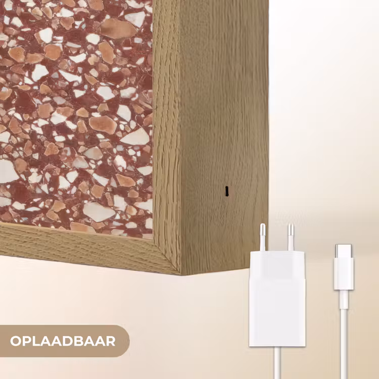 Lightbox - Wandlamp - Terrazzo - Patroon - Steentextuur - Roodbruin — 7