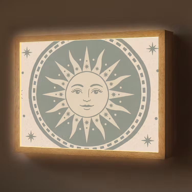 Lightbox - Wandlamp - Zon - Sterren - Astrologie - Vintage - Groen — 1
