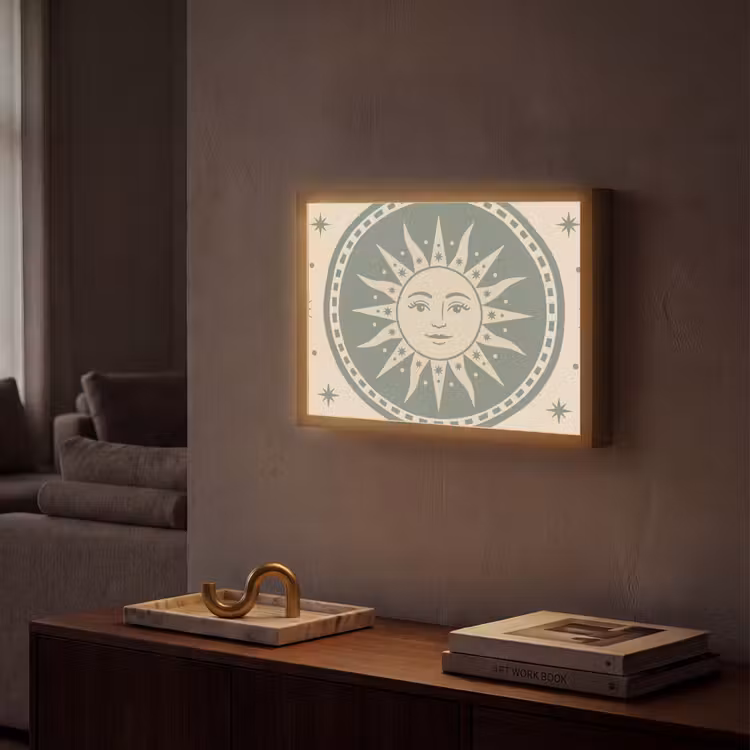 Lightbox - Wandlamp - Zon - Sterren - Astrologie - Vintage - Groen — 2
