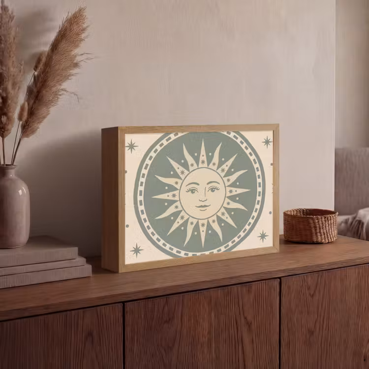 Lightbox - Wandlamp - Zon - Sterren - Astrologie - Vintage - Groen — 4