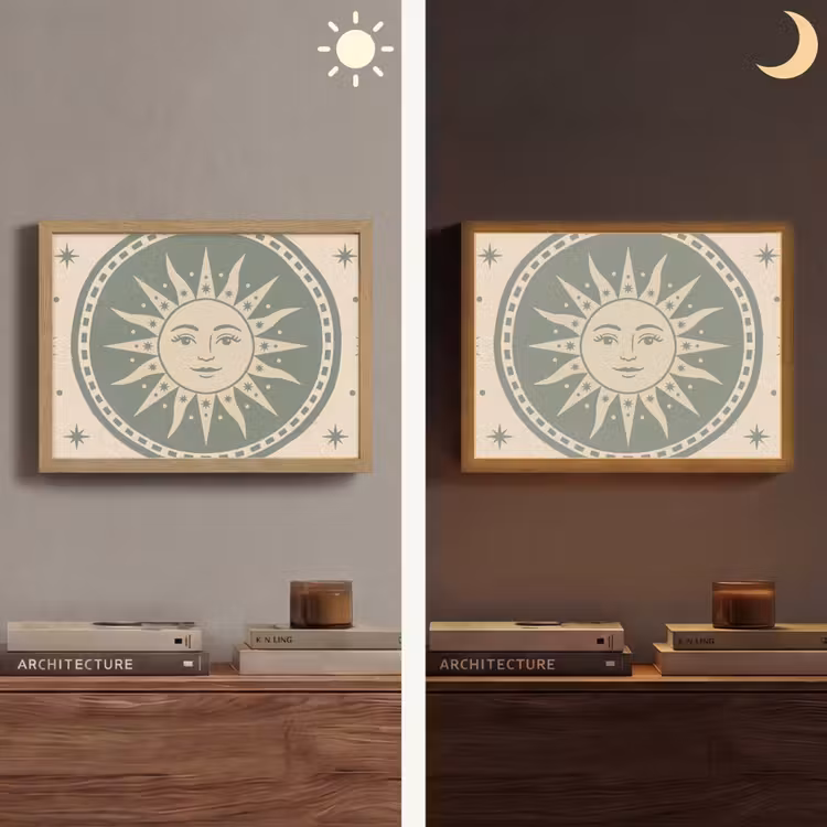 Lightbox - Wandlamp - Zon - Sterren - Astrologie - Vintage - Groen — 6