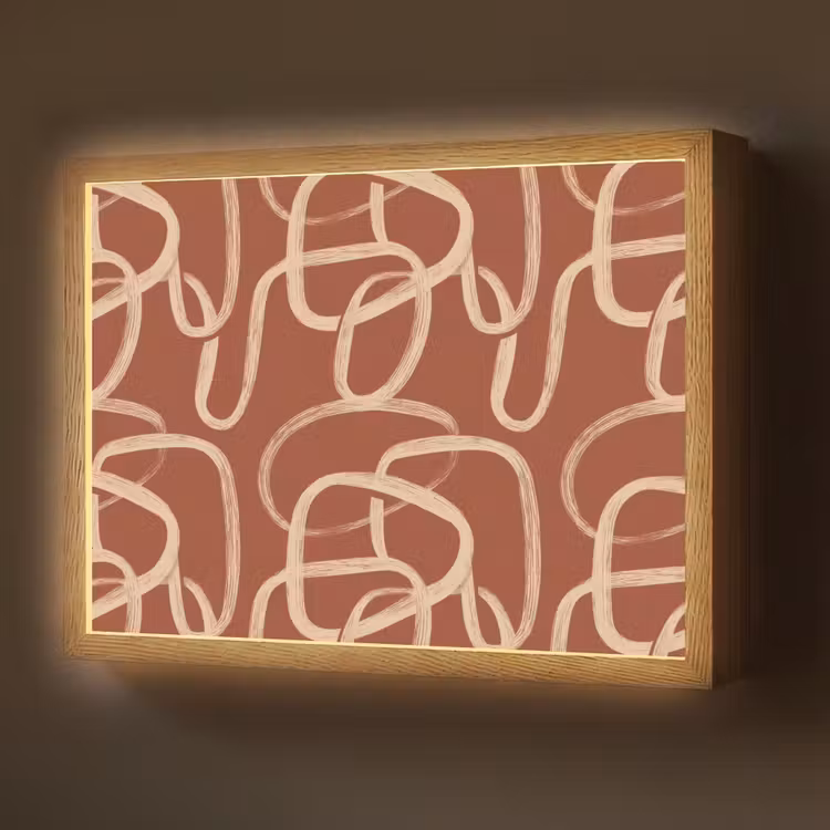 Lightbox - Wandlamp - Lijnen - Abstract - Organisch - Terracotta - Crème — 1