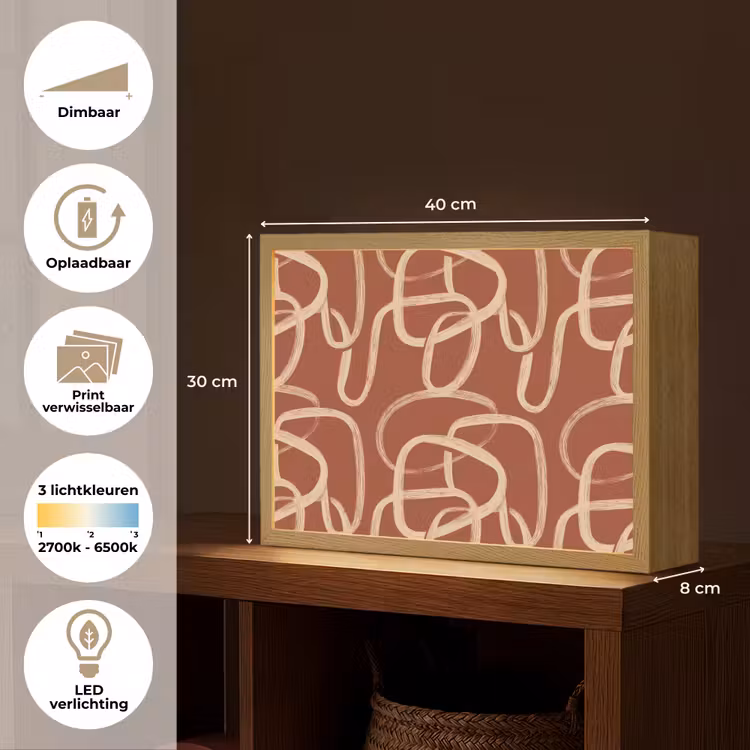 Lightbox - Wandlamp - Lijnen - Abstract - Organisch - Terracotta - Crème — 10